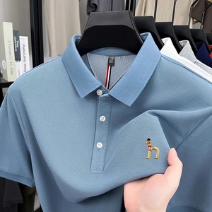 Alta nueva camiseta Polo de manga corta de verano nueva tendencia de verano lindo perro bordado Diseño camiseta casual coreano golf ropa de hombre - Product Image 6