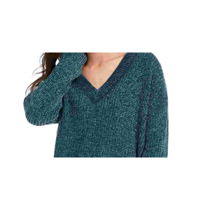 Cardigan in ciniglia con scollo a V Hippie Rose Junior, verde con logo frontale, traspirante, casual, per autunno/inverno, taglia L - Product Image 2