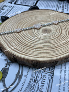 Pulsera de tenis con eslabones de corazón chapada en rodio con diamantes de moissanita, diseño Iced Out, joyería romántica para mujer - Product Image 2