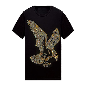 Wholesale Customized Men Short Sleeve Best Design Rhinestone Good Quality Men Customized Best Quality Made Rhinestone Shirts - Product Image 1