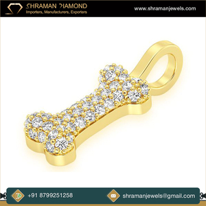 Collar con Colgante de Hueso de Perro con Diamantes Naturales Engastados en Oro Amarillo de 14K, Diseño Único, Joyería de Moda, Regalo de Lujo Unisex - Product Image 3