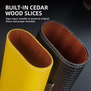<span class=keywords><strong>Estuche</strong></span> Humidor de Viaje JH de Cuero con Forro de Madera de Cedro, Resistente a la Humedad, con Cortador de Cigarros de Acero Inoxidable para Accesorios de Cigarros - Product Image 2