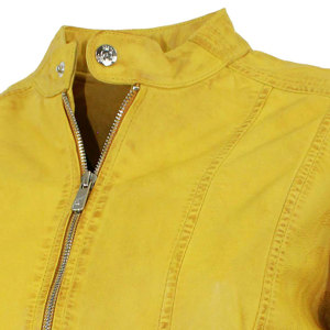 Nuevo abrigo de motorista de piel sintética XL para mujer de primavera, chaqueta de calle amarilla con cuello alto largo y ropa de abrigo de moda holgada - Product Image 3