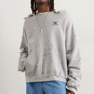 เสื้อฮู้ดดี้สไตล์ดิสเทรสสำหรับผู้ชาย สวมใส่สบาย เหมาะสำหรับแฟชั่นสตรีทและการสวมใส่แบบเลเยอร์และชุดลำลองในชีวิตประจำวัน - Product Image 2