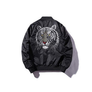 แจ็กเก็ตบอมเบอร์เข้ารูปมีซิปสำหรับผู้ชายดีไซน์ใหม่ปักฐานตกแต่งทำจากปากีสถานขายส่งสำหรับผู้ใหญ่ - Product Image 4