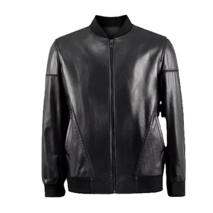 OEM New Casual Leather Bomber Jacket Men Custom Logo Design Wholesale Blank Pure Plus Size <b>Genuine</b> Pure Leather Jackets - Product Image 3