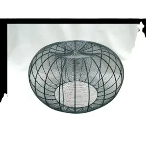Runder Designer-Beistell tisch aus schwarzem Draht in pulver beschichtetem Finish Hochwertiger Metall tisch in runder Trommel form