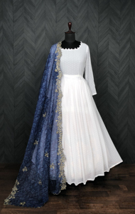 Vestido de diseñador Premium elegante Bandhej Organza Dupatta Zari bordado Potli escote Georgette tela algodón interior suministro a granel - Product Image 2