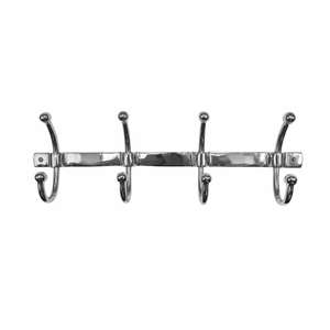 Large <b>Rail</b> Bathroom Door Mount Shiny Polish Aluminium Wall Decor Multifunctional Hooks & <b>Holder</b> Clothes <b>Towel</b> Key Hanger Use - Product Image 4