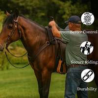 Selle de cheval en cuir western de qualité supérieure |   Arbre en fibre de verre durable et confortable |   Équipement d'équitation Trail Ranch, qualité d'exportation