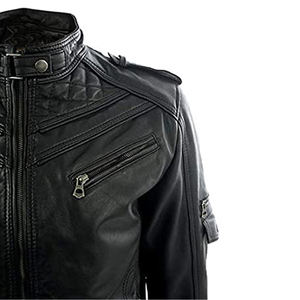 Cuirs blouson Vintage noir en cuir véritable pour homme, coupe Slim, Biker, service OEM - Product Image 3