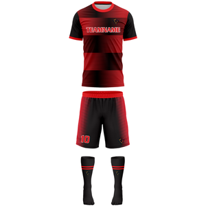Ensemble de maillots de football personnalisés pour hommes, uniforme de football rouge et noir, kit d'équipe respirant, t-shirt de sport à séchage rapide, shorts, chaussettes, vêtements d'entraînement - Product Image 1