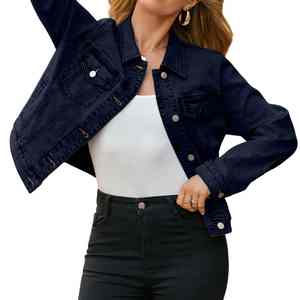 Chaqueta vaquera estilo Street Wear, cómoda y sostenible, precios completos para mujer, lavable con logotipo frontal, chaqueta vaquera para mujer - Product Image 2