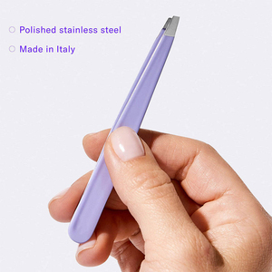 Pinzas profesionales hechas a mano de acero inoxidable para cejas, 9,6 cm, Punta inclinada, punta cuadrada, pinzas ligeras duraderas para el cabello de las cejas - Product Image 3