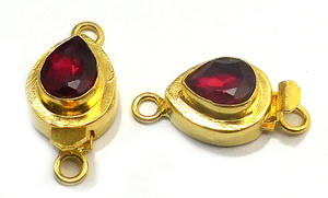 Broche de caja de piedras preciosas granate rojo chapado en oro de 18 quilates 23X12X10MM para la fabricación de joyas 1 hebra 2 hebra 3 hebras B750 componentes de joyería - Product Image 4