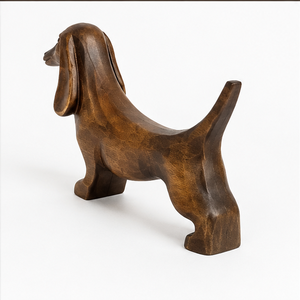Escultura de Perro Salchicha Hecha a Mano en Madera de Acacia, Figura Animal Tallada Minimalista y Ecológica, Decoración de Mesa, Arte Rústico para Sala de Estar - Product Image 3