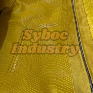 Tùy Chỉnh Da Áo Khoác Phong Cách <span class=keywords><strong>Python</strong></span> Nổi Da Màu Đen Máy Bay Ném Bom Áo Khoác Cho Người Đàn Ông Của Mới Rắn In Phong Cách Chính Hãng Áo Khoác Da - Product Image 5