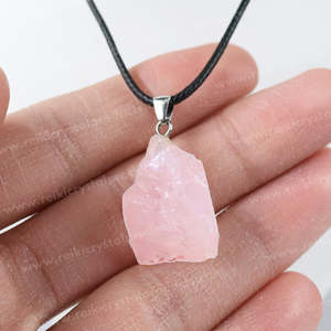 Natural Rose Quartz Rough <b>Crystal</b> <b>Pendant</b> Necklace with Thread Unisex Healing Stone Jewelry - Product Image 4