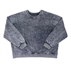 Quantité en vrac surdimensionné basiques Vintage automne sweats haute qualité col rond 100% coton lourd 380 grammes lavé à l'acide - Product Image 5