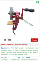 Meuleuse de banc manuelle, machine à meuler manuelle, outils de bijouterie |   Numéro d'article GS-1293
