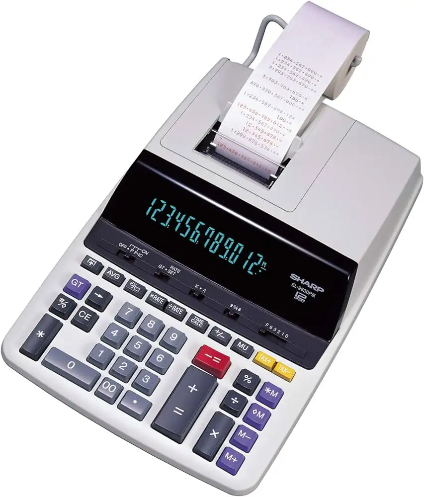 Gloednieuwe 100% Authentieke Sharps-Rekenmachines EL-2630PIII 12-cijferige Commerciële Printcalculator Met Complete Accessoires