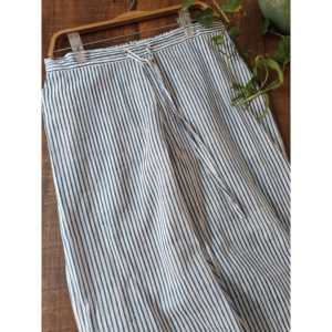 Pantalon décontracté pour femme taille haute coupe ample jambe large à rayures imprimées à la main en tissu Oxford respirant taille XL collection automne - Product Image 4