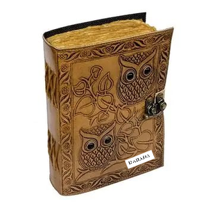 Leather <b>Journal</b> Owl Emboss With Black Stone Eye <b>Journal</b> Leather Notebook 220 Pages Handmade Deckle Edge Paper <b>Journal</b> Leather - Product Image 5