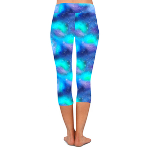Leggings imprimés galaxie bleue, nouvelle arrivée, qualité supérieure, matière douce, leggings capri personnalisés pour femmes, sublimés, pour la gym et le fitness - Product Image 1
