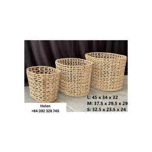 Panier de rangement élégant en jacinthe d'eau tissé à la main de style vintage, artisanat artisanal écologique du Vietnam - Product Image 3