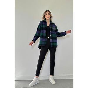 Camisa Casual de Franela Morada con Adornos de Cadena y Bolsillos, Suministro al por Mayor - Product Image 3