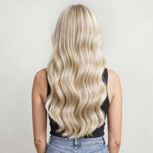 Brazilian Virgin Remy Clip in Wavy Human <b>Hair</b> <b>Extensions</b> <b>Ash</b> <b>Blonde</b> Mix #18a/1001 Soft Weft - Product Image 5