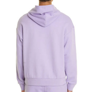 Sudadera con capucha extragrande de algodón grueso al por mayor, color lila morado, con hombros caídos, estilo urbano, con logotipo personalizado, sudadera con capucha lisa - Product Image 3