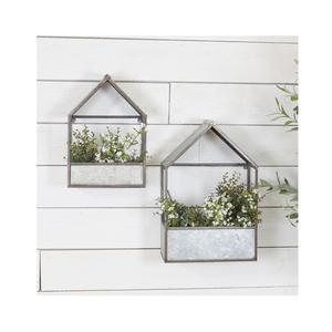 Pots de fleurs galvanisés Cintres muraux en métal Jardinière de plantes avec cintre en corde Jardinières suspendues pour l'intérieur et l'extérieur - Product Image 5