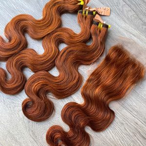 Extensiones de Cabello Virgen con Frente de Encaje, Largas, HD, Doble Trama, Vietnamitas, Color Marrón Miel y Jengibre, Onduladas, 250% de Densidad, Opciones Multicolor - Product Image 5