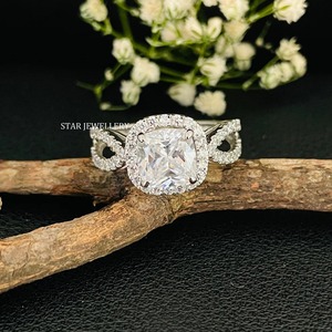 14K Solid Gold 2.00 Ct <b>Cushion</b> Moissanite Diamond Solitaire Engagement Ring, <b>Cushion</b> Cut Moissanite Diamond Solitaire Ring - Product Image 1