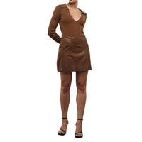 Último Modelo de Gabardina Larga de Cuero para Mujer, Color Marrón Pecana, Estilo Casual, de Cuero de Búfalo, Diseño en Línea A, Lujosa, Personalizada, Duradera, de Alta Calidad, Minimalista