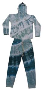 Suéter y pantalones con capucha Tye Dye para mujer, traje de dos piezas, Polar, cálido, informal, conjunto de 2 piezas - Product Image 3