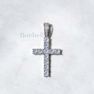 <b>Cross</b> <b>Pendant</b> Moissanite Gemstone with 925 Sterling Silver White <b>Gold</b> Plated Hiphop Style <b>Gold</b> Plated for Party Charms - Product Image 3