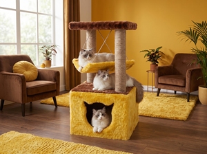 CozyCat Classic - Casa Torre de 3 Niveles con Hamaca de Yute y Postes Rascadores - Product Image 3