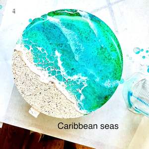 Posavasos de fusión de resina y madera de alta calidad, posavasos de mesa de diseñador para protección de bebidas, posavasos de piedra hechos a mano - Product Image 1