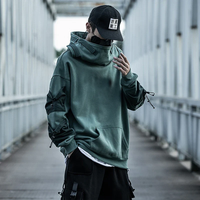 Sweat-shirt à capuche streetwear personnalisé Cyberpunk Techwear pour homme, broderie 3D Hip Hop, manches longues, poches, tissu polaire, automne
