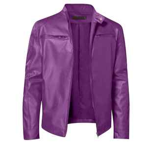 Productos de Venta caliente Chaquetas de cuero para hombres Manga larga Invierno Nuevas chaquetas para hombres Alta visibilidad Mejor color Púrpura Chaqueta para hombres - Product Image 4