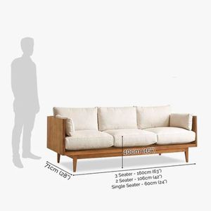 Sofá de madera maciza de alta calidad para sala de estar, oficina, salón y mobiliario de hotel con estructura duradera y cojín cómodo. - Product Image 2