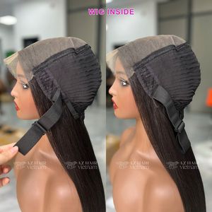 HD/Swiss Lace Front perruques de cheveux humains 7x7 taille S, M, L perruques droites d'os superbe 300g perruque avant de dentelle de noeuds blanchis sans colle - Product Image 3