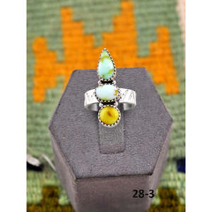 Bague ajustable en argent sterling turquoise Palomino d'inspiration sud-ouest, style romantique, sertie de pierres, or rose et rhodium, cadeau idéal - Product Image 3
