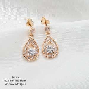 Ensemble de boucles d'oreilles de luxe en argent sterling 925 plaqué or rose bijoux en cristal léger-cadeau boucles d'oreilles en cristal en gros - Product Image 1