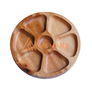 Plateau de service rond en bois de bambou écologique pour hôtels, cafés, bars, plats et assiettes - Product Image 1