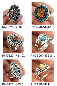 Bijoux artisanaux indiens 925 en argent Sterling oxydé Turquoise naturelle pierre précieuse bague en forme de fleur pour femme fille - Product Image 6