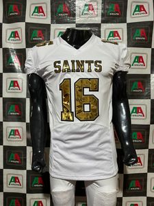 Jersey de fútbol americano de talla grande bordado transpirable estirable sublimación pantalones acolchados manga corta fotos reales - Product Image 6