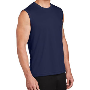 Camiseta sin Mangas para Hombre Color Azul Marino, la Más Vendida, de Algodón Tejido, para Gimnasio, Entrenamiento, Talla Grande, Logotipo Personalizado OEM, Ecológica - Product Image 2